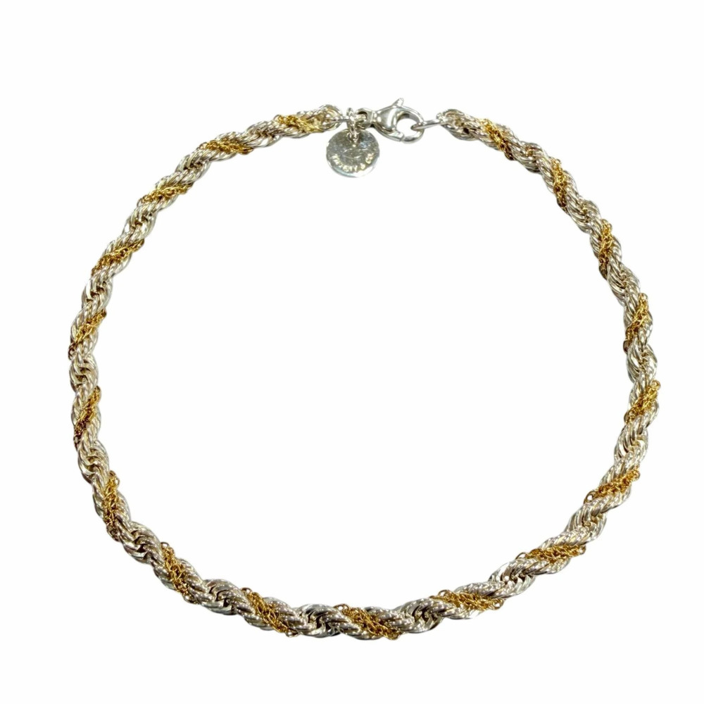 TIFFANY&Co. Tiffany Twist Chain Bracelet, 925/750 Combination, Yellow Gold/Si...